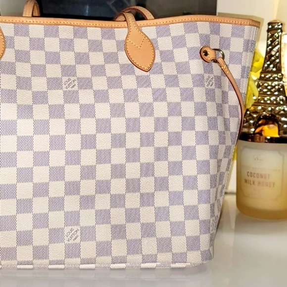 Louis Vuitton Cream and Tan Checkered Tote - Picture 11 of 13